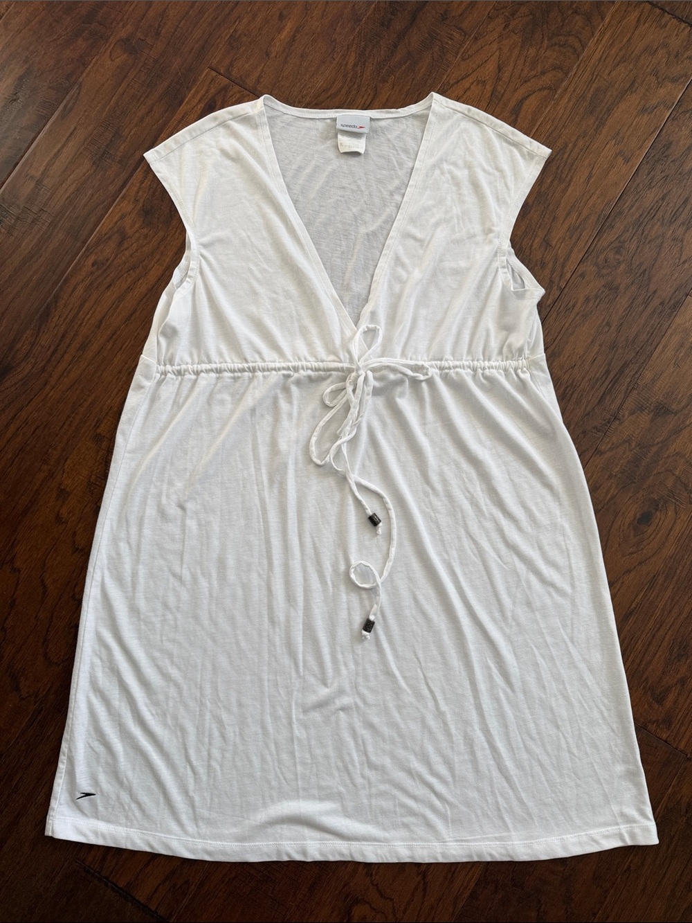 Speedo White V-Neck Tie-Waist Swim Cover-Up